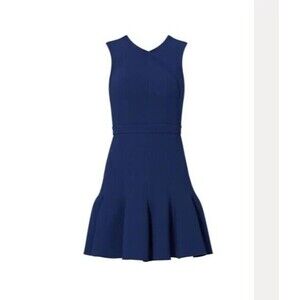 Carven Navy Pleated Open Back Mini Dress FR 40 US Size Medium 8 Rent the Runway